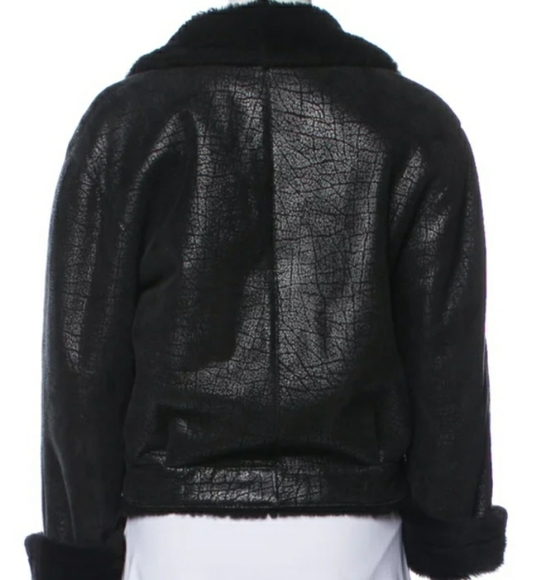 NWOT MARC JACOB'S BLACK ๐ค SHORT SHEARLING JACKET SZ MEDIUM ..... - Picture 6 of 11